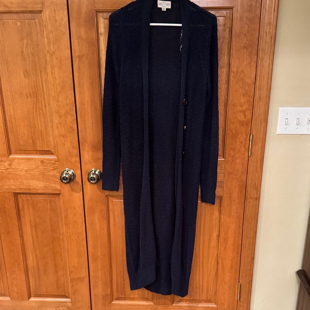 Women's Navy Long Cardigan
